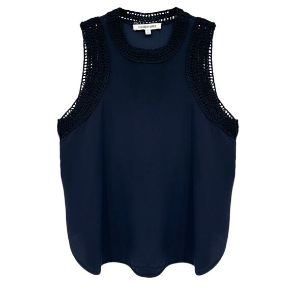 ELIZABETH and JAMES Vivi Crochet Trim Silk Top S - Picture 1 of 10